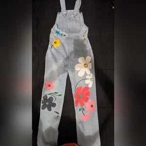 MISSLOOK Light Blue Denim Overalls with Multicolor Floral Prints